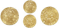Edward III (1327-1377), Treaty period, Quarter-Noble, London, mm. cross potent, nothing before edward, curule x both...