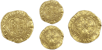 Edward III (1327-1377), Treaty period, Quarter-Noble, London, mm. cross potent, annulet before edward, curule x both...