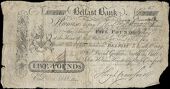 Co Antrim, Belfast, Belfast Bank, Five Pounds, 22 September 1809, no. 2865, for David Gordon, Narcissus Butt, John...