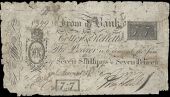 Co Cork, Cork, Cork Bank, Seven Shillings and Seven Pence, undated, no. 399, from the Bank of Cotter & Kelletts,...