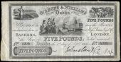 Co Dublin, DUBLIN, Gibbons & Williams, Five Pounds, 1 September 1833, no. 1296, unissued, 'Johnston & Co' across...