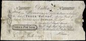 Co Dublin, Dublin, Ffrenchs Bank, Three Pounds, 19 August 1813, no. 485, for Hon. Charles Ffrench, Henry E. Taaffe,...