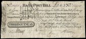 Co Dublin, Dublin, Ffrenchs Bank, Post Bill for Three Guineas (Three Pounds, Eight Shillings and Threepence), 24...