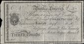 Co Limerick, Limerick, Bank of Limerick, Three Pounds, 18—, unissued, for George Maunsell, John Kennedy and Robert...