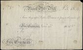 Co Waterford, Waterford, Waterford Bank, Post Bill for Five Guineas (Five Pounds, Thirteen Shillings and Ninepence),...