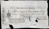 Co Waterford, Waterford, O’Neills Bank, Three Shillings & Ninepence-Halfpenny, payable in National Bank Paper, 1...