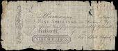 Co Wexford, Enniscorthy, Nine Shillings in National Bank Paper, 29 January 1801, no. 1243, for Robert Woodcock....