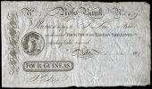 Co Wexford, Ross, Ross Bank, Four Guineas (Four Pounds Eleven Shillings), 1 September 1814, no. 259, unissued. Very...