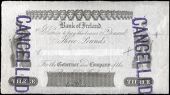 Three Pounds, undated proof on watermarked paper, signature of W.H. Baskin, stamped CANCELLED twice, ‘X’...