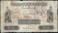 Ten Pounds, 13 September 1920, U/42 85529, no branches, signature of A.G. Fleming (Pick –). Two spindle holes on...