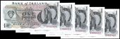One Pound (5), all 1977-83, E 537808, E 989074, F 000031, F 956435, Z 061949 replacement, signatures of A.S.J....
