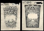 Partial proofs on paper of river masks for Blackwater and Lee as used on Ten Shillings and One Pound, inked 11788...
