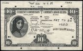 Ten Shillings, uniface black and white proof on paper, with numbers and ‘New die 14.6.38’ inked in top...