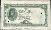 One Pound, uniface green and white proof on paper, small ink numbers in top margin and ‘P.N. OK 9972’ at bottom,...