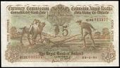 The Royal Bank of Ireland Ltd, Five Pounds, 29 January 1931, 01RK 043577, Brennan-Mack signatures (MacDevitt...