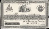 Three Pounds, Tralee, uniface proof on card, stamped SPECIMEN at lower right (Pick –). Paper remnants on back, a...