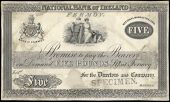 Five Pounds, Fermoy, uniface proof on card, stamped SPECIMEN at lower right (Pick –). Mount marks and staining on...