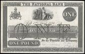 One Pound, 1 April 1876, uniface proof on paper, 75 branches in five lines, 'New branches Cahir & Newtownbarry To...