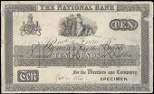 Ten Pounds, 10 January 1870, uniface proof on paper, 55 branches in four lines, 'From this' pencilled at bottom,...