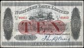 Ten Pounds, 1 November 1930, N-I/B 05853, signature of Hugh J. Craig (Pick 181a). A small number on back and...