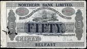 Fifty Pounds, 1929, new bank title on Northern Banking Co Ltd issue, 5 August 1914, no. 2941, signature of S.W. Knox...
