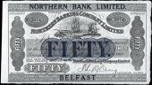 Fifty Pounds, 1929, new bank title on Northern Banking Co Ltd issue, 25 April 1918, no. 3874, signature of Hugh J....