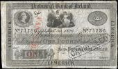 One Pound, 30 September 1826, no. 71786, Limerick, stamped CANCELLED twice on front (Pick –). Split and rejoined...