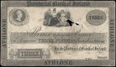 Three Pounds, Athlone, proof on paper (Pick –). Hole in upper right side and a tear running from top edge across...