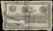 One Pound, 15 October 1852, A 52738, Ballina, stamped CANCELLED twice on front (Pick –). Split and rejoined at...