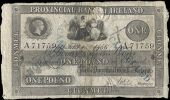 One Pound, 1 February 1856, A 71759, Clonmel, stamped CANCELLED three times on front (Pick –). Split and rejoined...