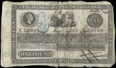 One Pound, 1 May 1869, C 50992, Dublin, full list of branches beneath left side of central panel (Pick –). Split...
