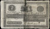One Pound, 1 August 1855, no. 51927, Kilrush, stamped CANCELLED on right side (Pick –). Split and rejoined with...