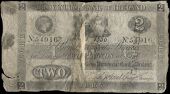 Two Pounds, 1 September 1856, no. 54916, Cork, stamped CANCELLED on right side (Pick –). Split and rejoined at...