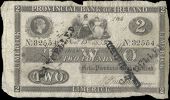 Two Pounds, 15 November 1853, no. 32554, Limerick, stamped CANCELLED three times (Pick –). Split and rejoined at...