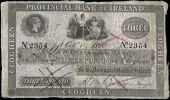 Three Pounds, 1 October 1860, no. 2354, Clogheen, inked cancellation Xs on front (Pick –). Split and partially...