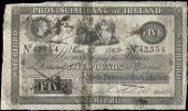 Five Pounds, 15 June 1869, no. 43354, Waterford, full list of branches beneath left side of central panel (Pick...