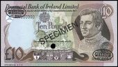 Ten Pounds, 1 January 1977, RN 000000, De la Rue specimen, two company stamps and SPECIMEN either side, small...
