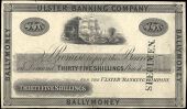 Thirty Five Shillings, uniface proof on card, Ballymoney, SPECIMEN stamped on right side (Pick –). Small patch of...