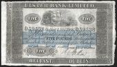 Five Pounds, 1 November 1906, D 59538, signature of R. Patton, 64 branches (Pick –). A couple of pinholes and...