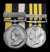 Pair: Sergeant Adamu, Royal Niger Constabulary

Royal Niger Company Medal 1886-97, 1 clasp, Nigeria, bronze issue,...