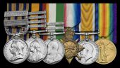 Six: Captain J. W. Barry, South African Forces, one of the last surviving members of the 1890 Pioneer...
