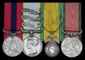 A good Crimea D.C.M. group of four awarded to Colour-Sergeant P. Read, 33rd Regiment, who was severely wounded in...