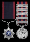 A Naga Hills 1875 expedition Indian Order of Merit pair awarded to Jemadar Gaj Bahadur, 44th Gurkha Light...