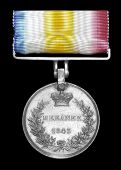 Meeanee 1843 (John Odger, 22nd Regt.) naming engraved in the correct regimental style, fitted with silver clip and...