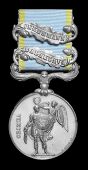 Crimea 1854-56, 2 clasps, Balaklava, Inkermann (S. Smith. 2nd Dragoons) officially impressed naming, two edge...