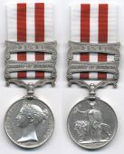 Indian Mutiny 1857-59, 2 clasps, Delhi, Relief of Lucknow (Serjt. Josh. Farrell, 75th Regt.) edge bruising and...