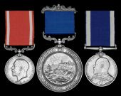 A pre-Great War Sea Gallantry Medal group of three awarded to Leading Boatman W. Marsden, Blyth Haven Coast Guard,...