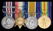 A fine Great War M.M. and Bar group of four awarded to Sapper A. W. Gush, Royal Engineers, who was decorated for...