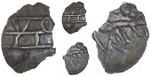 Corieltauvi, Volisios Cartivellaunos, Half-Unit, vo[li]si[os] between three lines, rev. horse right, [ca]rt above,...