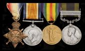 Four: Shoeing-Smith Mali Khan, Mule Corps

1914-15 Star (No. 1254 Dvr., 14/Mule Corps); British War and Victory...